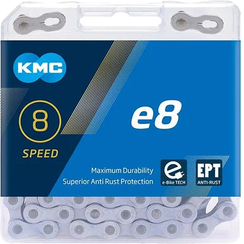 KMC E8 EPT Kette 6/7/8-fach 122 Glieder E-25 silber Neue Kollektion