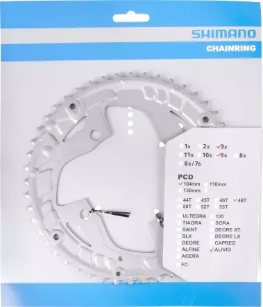 Kettenblätter Alivio FC-T4060 Silber | 48 Zähne für KSR Geprüft