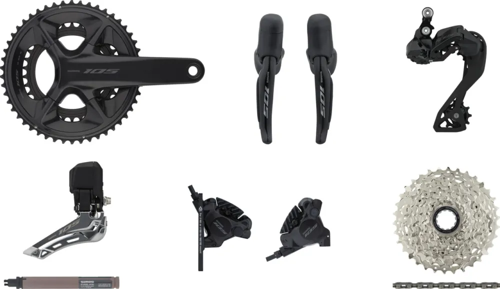 Shimano 105 Di2 R7150 Gruppe 2x12 34-50 - schwarz | 172,5 mm | Anlöt | Shimano Road | 11-34 | Shimano Road | ohne | 34-50 Günstig