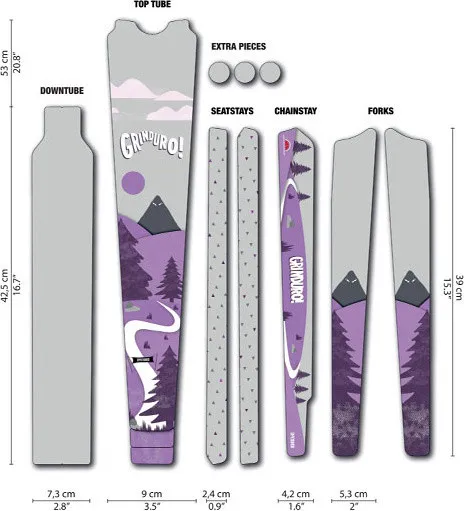 DYEDBRO Gravel Rahmenschutzfolien-Set - Grinduro purple Schnäppchen