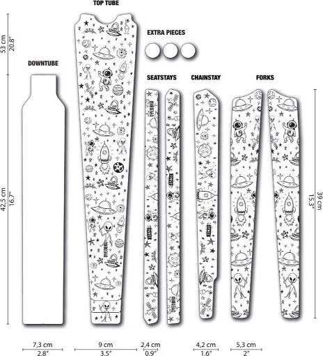 DYEDBRO Gravel Rahmenschutzfolien-Set - space trip black Neue Ware