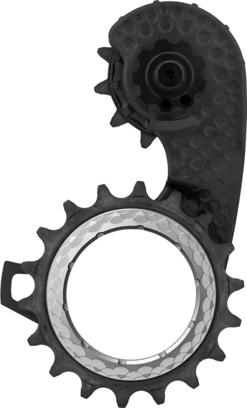 Ausverkauf absoluteBLACK HOLLOWcage Carbon Ceramic Oversized Schalträdchen-System Shimano 8150 - titanium | 12 Zähne (Leitrolle )/18 Zähne (Spannrolle )