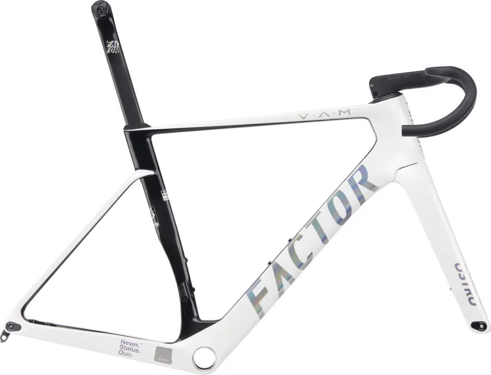 Factor OSTRO V.A.M. Disc T47a Shimano pearl white-chrome Carbon Rahmenkit - pearl white-chrome | 61 cm/110 mm x 40 cm/SB 20 mm Bestpreis