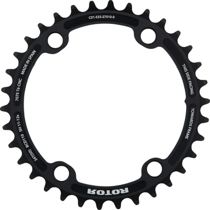 Rotor Kettenblatt Road, 4-Arm, noQ, 110 mm Lochkreis 11-/12-fach - schwarz | 56 Z Abverkauf