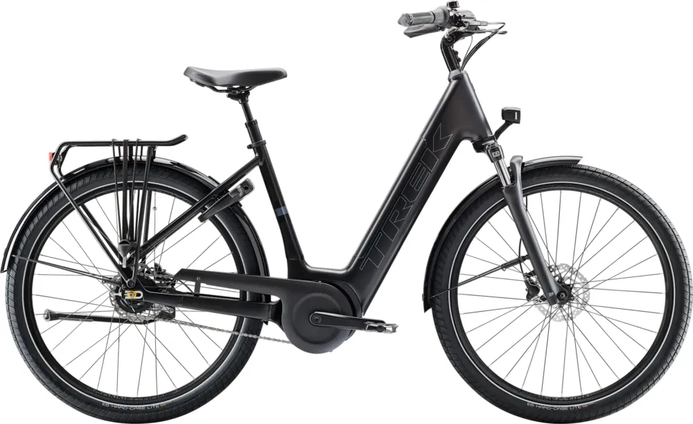 Trek District+ 4 Coaster Lowstep - 545 Wh - 27,5 Zoll - Tiefeinsteiger - 2026 - Trek Black Satin - Größe S Echt