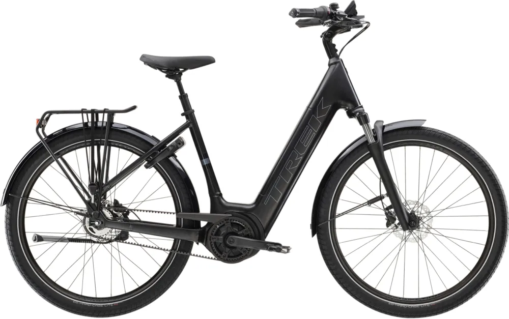 Trek District+ 4 Lowstep - 545 Wh - 28 Zoll - Tiefeinsteiger - 2026 - Trek Black Satin - Größe M Echt