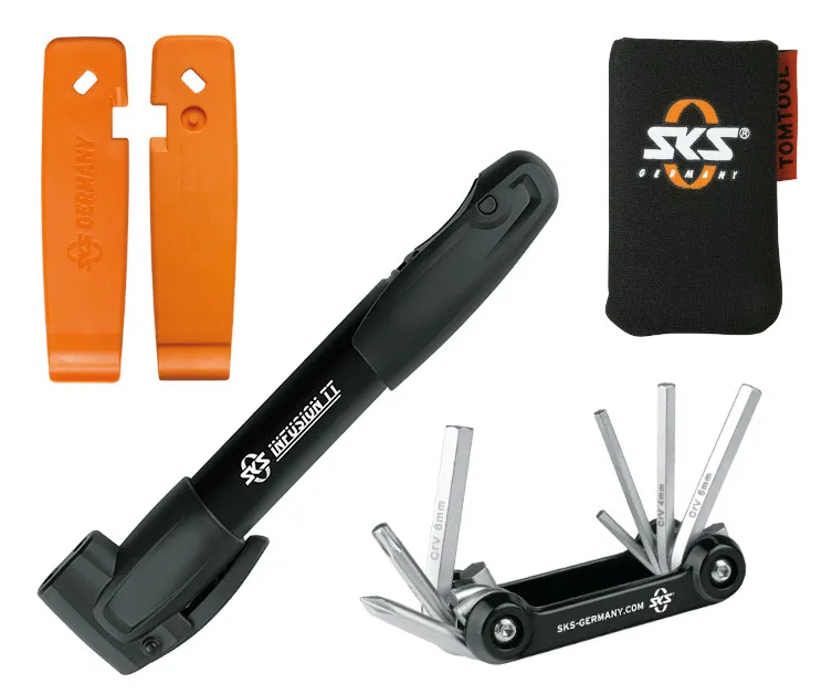 Kracherpreis SKS Germany Set - Minipumpe, Mini-Tool, Reifenheber - schwarz - Größe SET