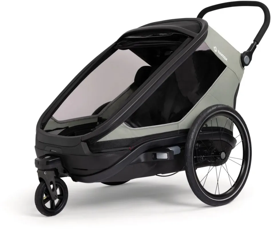 Hamax Outback Next Single Kinderanhänger mit Deichsel und Buggyrad - GREEN-BLACK - Größe EINSITZER Preiswert