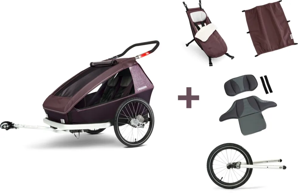Schneller Versand Croozer Kid Vaaya 2, Allseason-Geschwisterbundle - blossom red - Größe 2 Sitzplätze