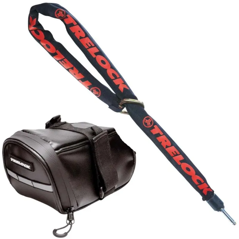 Markenprodukt Trelock ZR 355 100/6 Einsteckkette + Sattelstasche - schwarz - Größe 100 CM