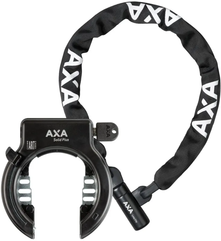 AXA Set Solid Plus Rahmenschloss + Linq City 100 Kette - black - Größe Schlüssel nicht abziehbar Knallerangebot
