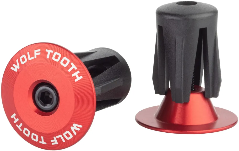 Heißes Angebot Wolftooth Aluminium Lenkerendkappen, geschraubt - red - Größe Ø16-21,5 mm