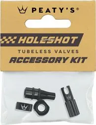 Aktuell Peaty's Tubeless-Ventilkappen V2 Holeshot Fast Flow Schwarz